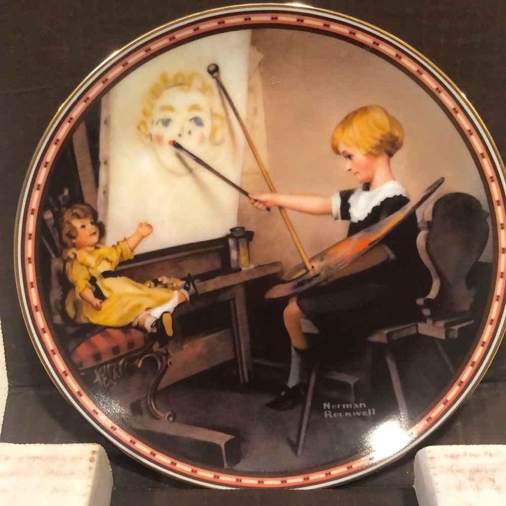 VINTAGE EDWIN M. KNOWLES CHINA COMPANY NORMAN ROCKWELLS SERIOUS BUSINESS PLATE